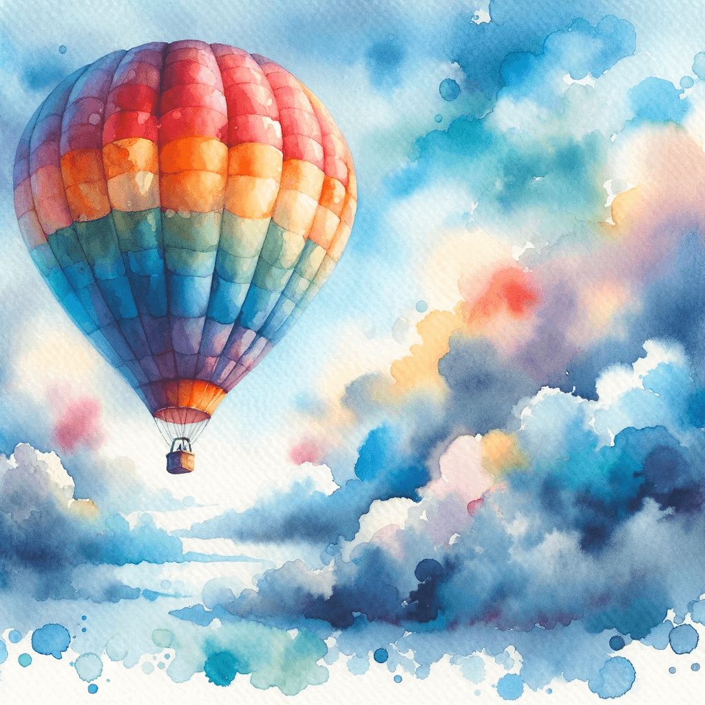 40 Watercolor Style Hot Air Balloon Illustrations Prints